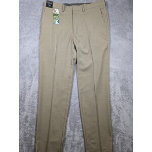 Haggar Dress Pants Mens 36x34 Beige Chino Straight Leg Trousers Work Casual